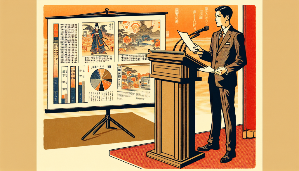 A person practicing a presentation