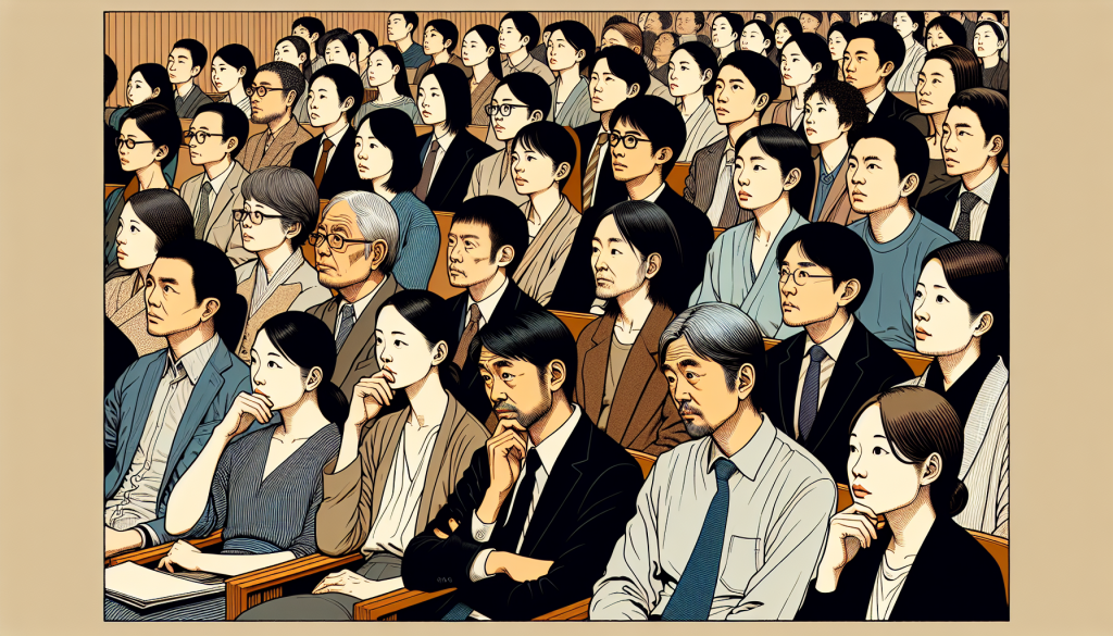 An audience attentively listening