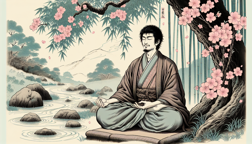 An individual meditating or practicing mindfulness.