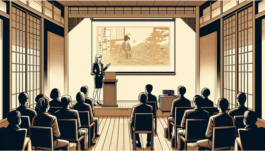 A person giving a presentation with a projector